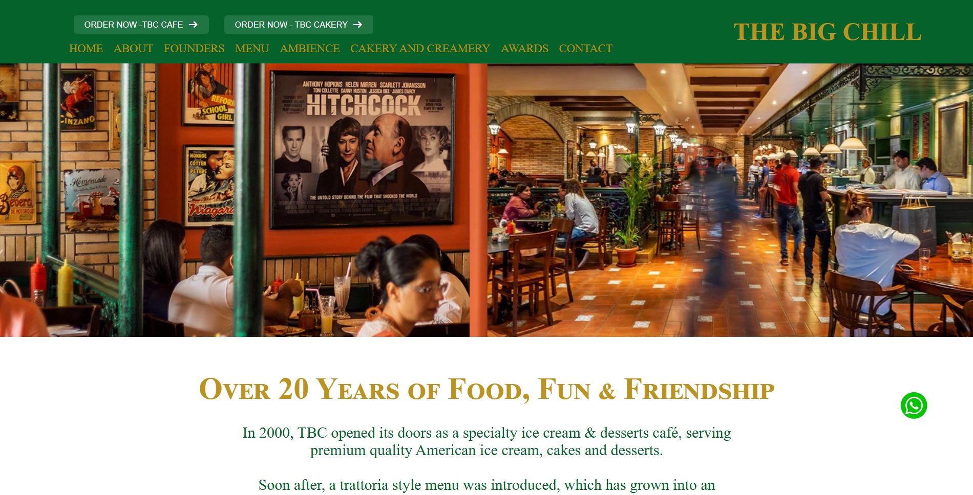 The Big Chill Cafe website preview